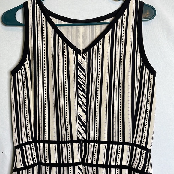 Tory Burch White Purple stripes Polka Dots Sleeveless A Line V-neck Dress 2 - Picture 1 of 16